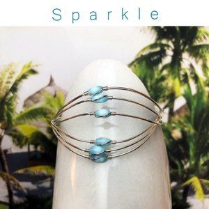 Aqua stones and Silver Claire's Multi Layer Bracelet